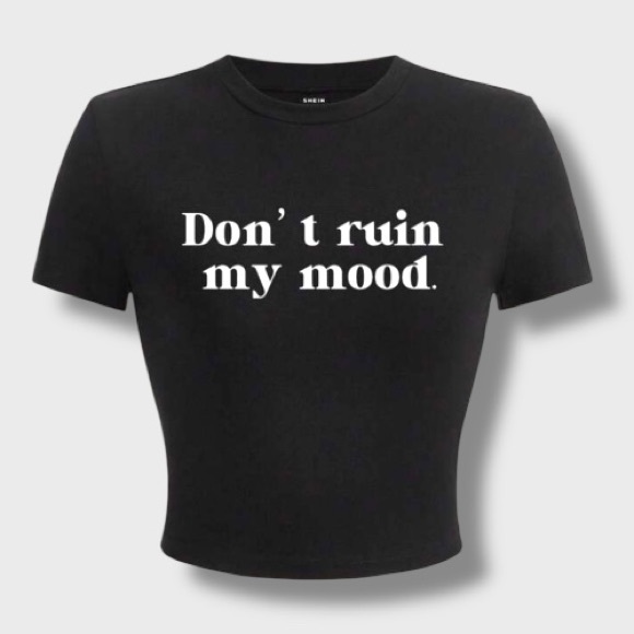 SHEIN Tops - Black Graphic Tee with White Letters - M